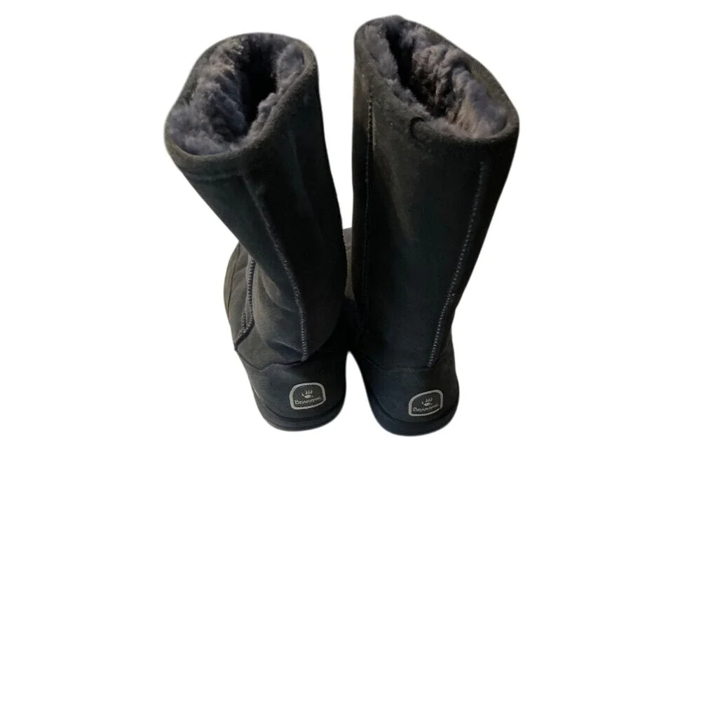 BEARPAW Women's Emma Tall Classic Suede Slip On Boot-Charcoal Grey‎  9M